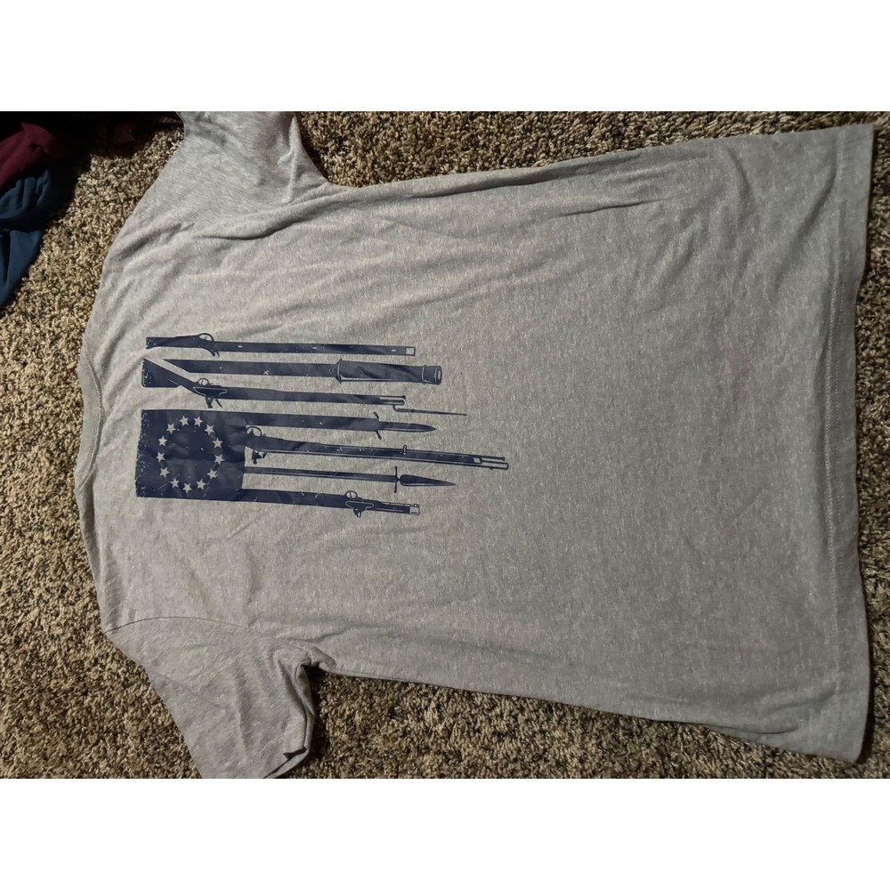Grunt Style Mens Large Gray Graphic T-Shirt Patriotic Betsy Ross Flag GS Tee - Picture 4 of 4